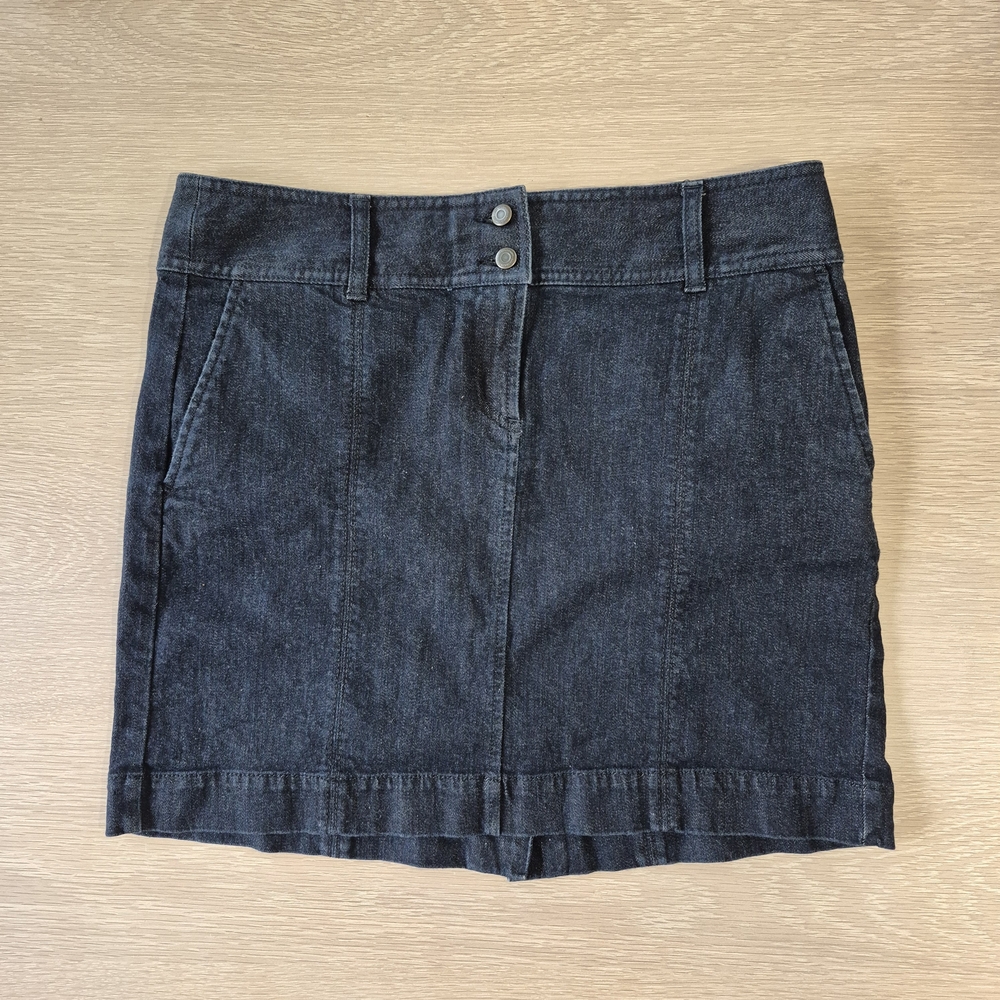 Loft Classic Dark Navy Blue Low-Rise Denim Skirt